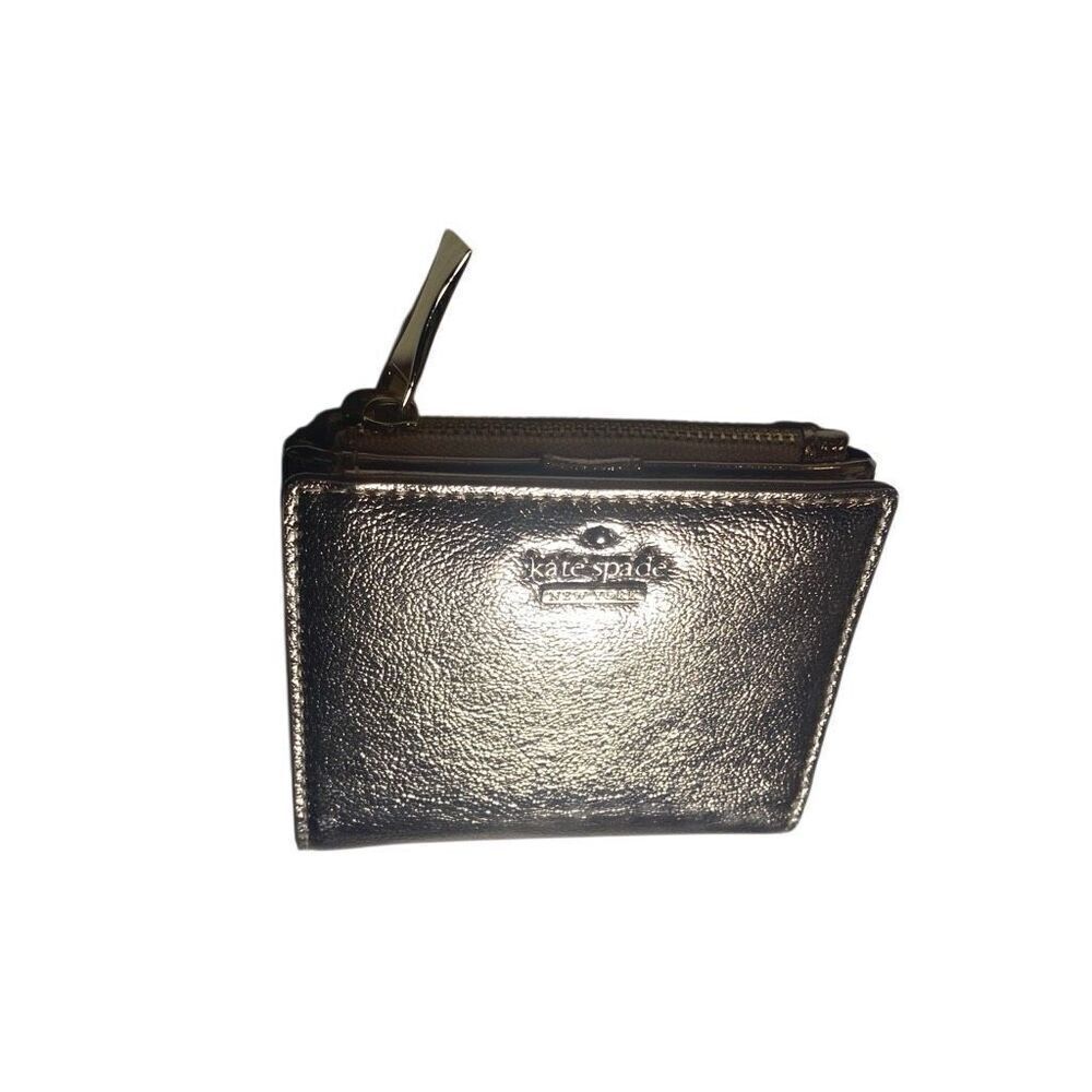 KATE SPADE New York Women’s Bifold Wallet Gold‎ Crinkled Metallic